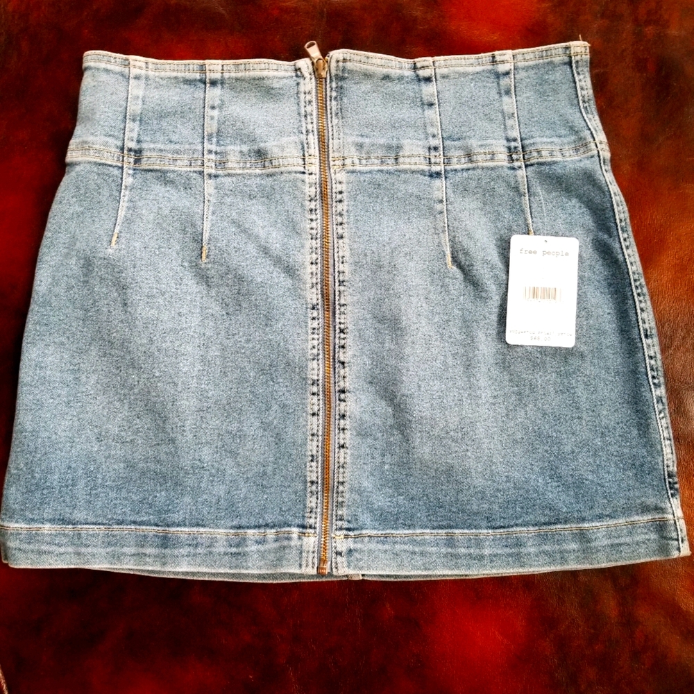 Free People Full Zip Denim Skirt